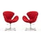 Manhattan Comfort Raspberry Adjustable Swivel Chair in Red and Polished Chrome (Set of 2) 2-AC038-RD - alternate 1